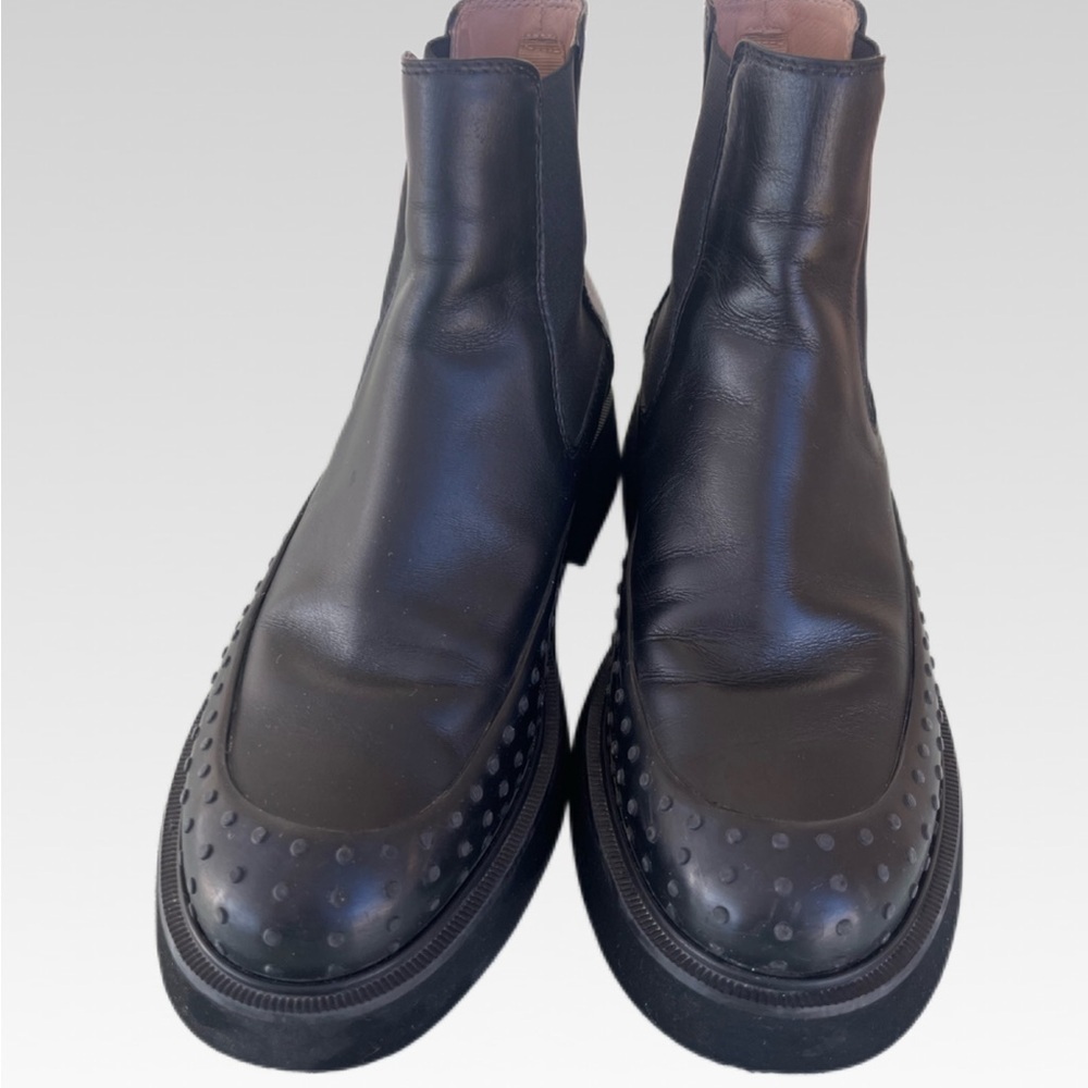 Tod's Black Leather Brogue Chelsea Boots size EU 35.5 US 5 - 5.5 - Picture 2 of 11